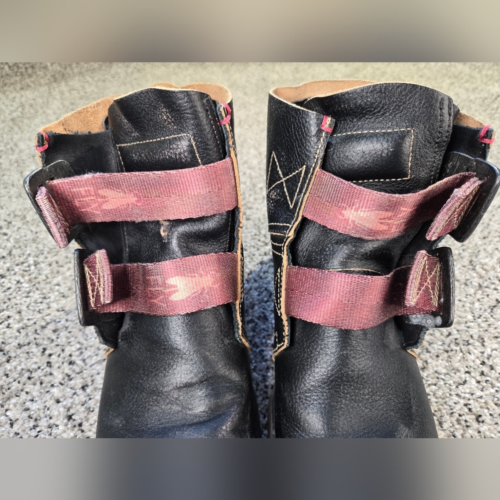 Fly London Black and Burgundy Combat Boots - Picture 16 of 16